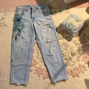 Levi's Light Blue Upcycled Distressed Mom Jeans